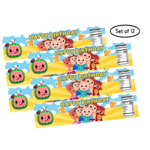 Birthday Water Bottle Labels, 8.5x2 inches, Happy Birthday Theme with Nutrition - Picture 4 of 5